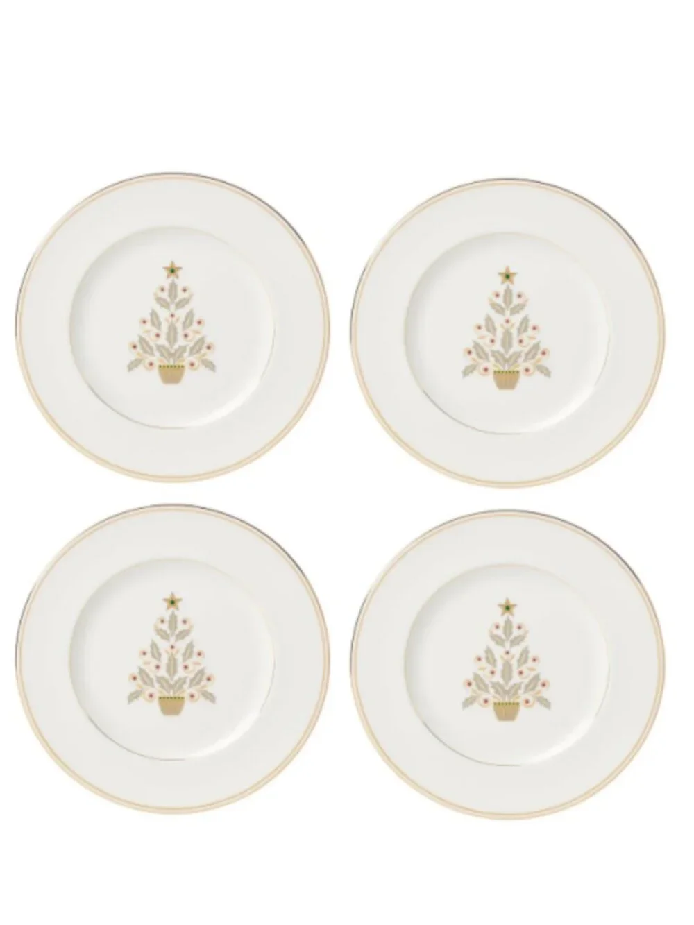 Lenox Federal Gold Tree Accent Plates | Set‎ of 4 | NEW in Original Box